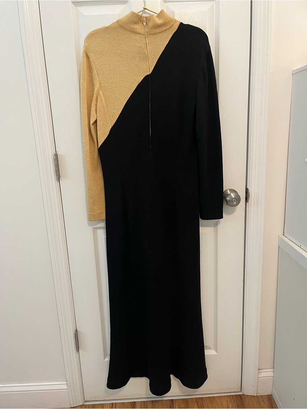 St. John Evening by Marie Gray Vintage Black & Gold Metallic Knit Maxi Dress - Picture 12 of 16